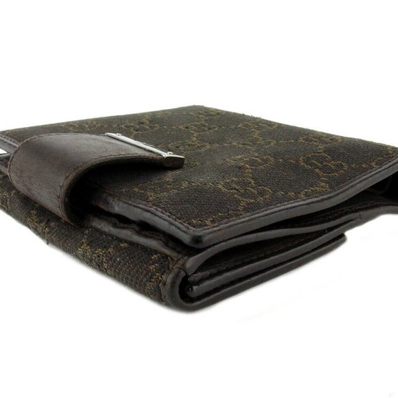 GUCCI Double Sided Wallet GG canvas beige canvas leather Auth used T17988 - Picture 8 of 9